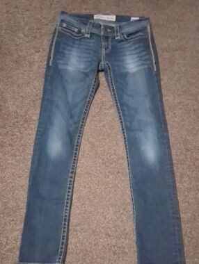 BKE Women’s Blue Skinny Jeans with Contrast Stitching